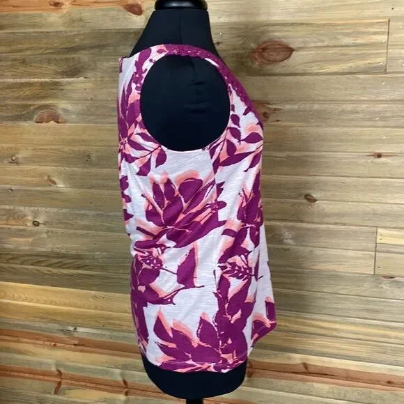 Sonoma Pink Floral Tank Crocheted Top Size Medium 0426 - Picture 4 of 6